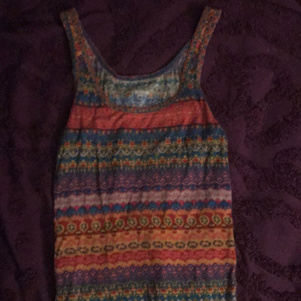 Y2K tank top ribbed boho tribal cami 90s festival rainbow hippie fairy